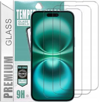3x PremiumGlass 9H kaljeno staklo za iPhone 16 Plus