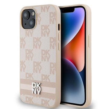 DKNY Kožna maskica za iPhone 15 Plus s ružičastim uzorkom