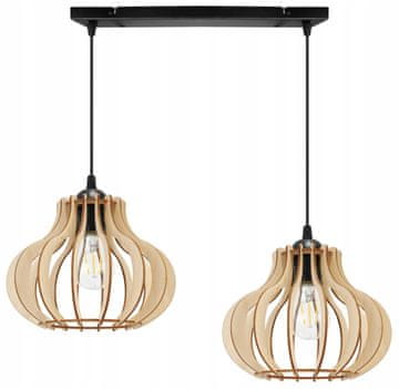Viseća stropna luster lampa od drveta s LED sjenilom