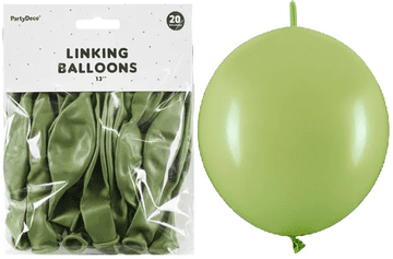 PartyDeco Baloni s vezicom 33 cm maslinastozeleni, 20 kom