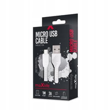Maxlife kabel mxuc-04 USB - microUSB 1,0 m 3A bijeli