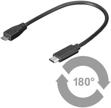 MicroConnect USB 3.1 Micro-USB B/USB-C kabel 0,2 m crne boje