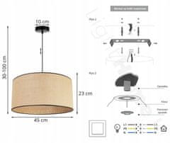 Visilica stropni luster abažur 45 cm