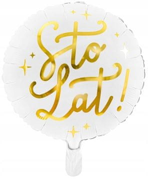 PartyDeco Folijski balon "Sto lat!", 35 cm, bijeli, 1 kom.