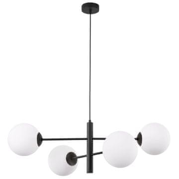GH VICENZA CRNA VISEĆA LAMPA S 4 RAVNA BIJELA ABAŽURA E14