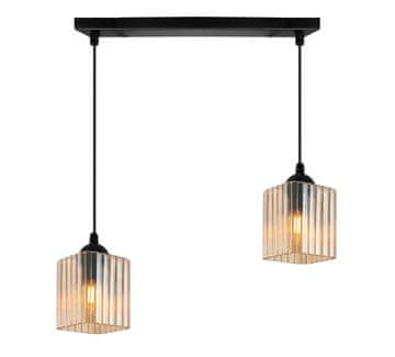 Viseća lampa Riffle crna, 2-polna, med, kocka, E27