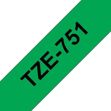 BROTHER TZE-751 trake za označavanje, crne na zelenoj podlozi