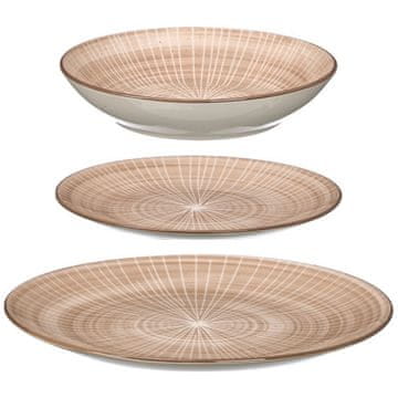 Vessia Set tanjura 12 kom. smeđi geometrijski uzorak