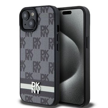 DKNY Futrola za iPhone 15 Tvrda kožna karirana crna
