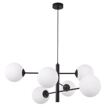 GH VICENZA CRNA VISEĆA LAMPA 6 ŽARULJA BIJELI ABAŽUR E14