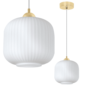 GH RIFFLE ZLATNA VISEĆA LAMPA 1 PLOČA BIJELA CILINDR 20 CM E27