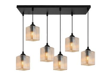 Viseća lampa Riffle crna, 6-kraka, med, kocka, E27