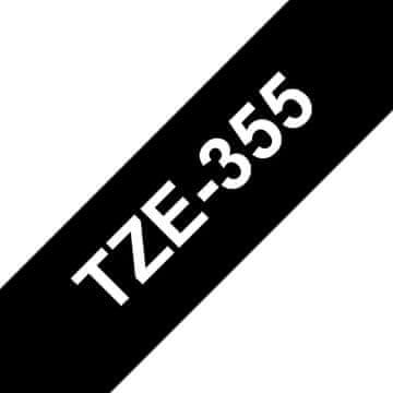 BROTHER TZE-355 trake za označavanje, bijela na crnoj podlozi