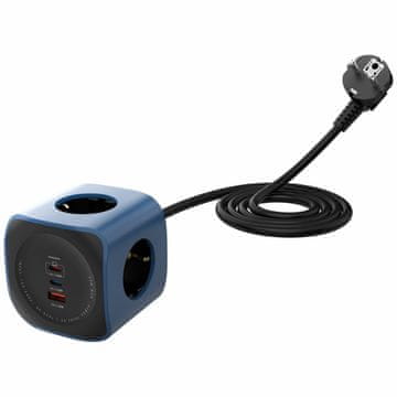BE Cellline utičnica za napajanje 6-u-1 2500W USB/2xUSB-C 65W plava