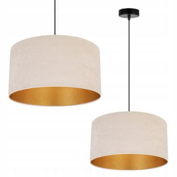 Viseća lampa luster za strop, zlatni abažur od velura