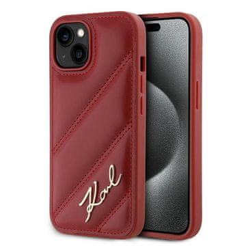 Karl Lagerfeld dijagonalno prošivena crvena maskica za iPhone 15