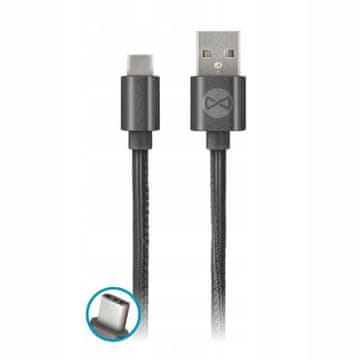 Forever kožni USB kabel - USB 3.1 tip C 1 m crni