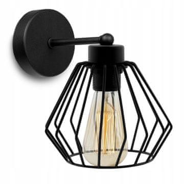 Elegantna lampa zidna retro od kovanog željeza, crna, loft