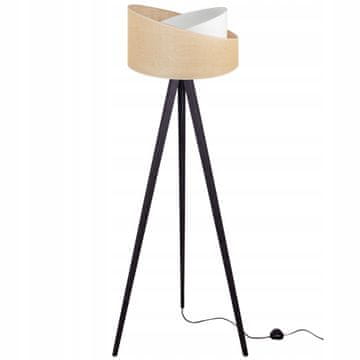 GH PODNA LAMPA S TRONOŽCEM, DRVENIM ABAŽUROM OD JUTE, 45 CM
