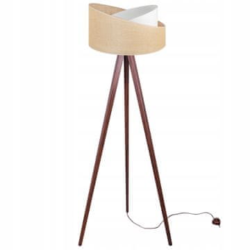 GH PODNA LAMPA S TRONOŽCEM, DRVENIM ABAŽUROM OD JUTE, 45 CM