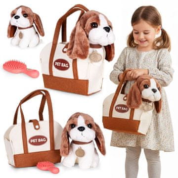 Northix Plišana igračka Beagle s torbom i četkom za djecu 3+