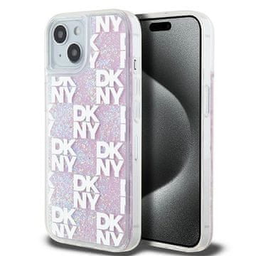 DKNY Futrola za iPhone 15 Liquid Glitter Multilogo Pink
