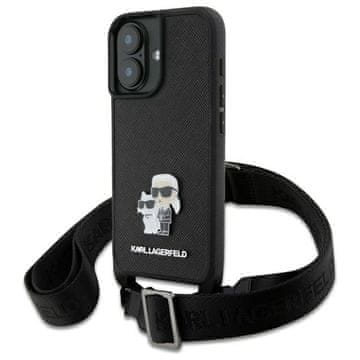 Karl Lagerfeld Saffiano crna tvrda futrola za iPhone 16