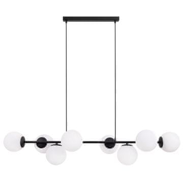 GH SIENA CRNA VISEĆA LAMPA S 8 RAVNIH BIJELIH ABAŽURA E14