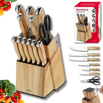 KLAUSBERG KLAUSBERG KB-9038 set kuhinjskih noževa, 13 elemenata, s oštrilom i stalkom