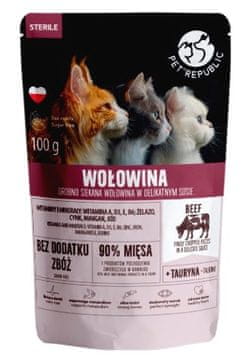 PET PET REPUBLIC Sterilizirana govedina sitno sjeckana - mokra hrana za mačke - 100 g