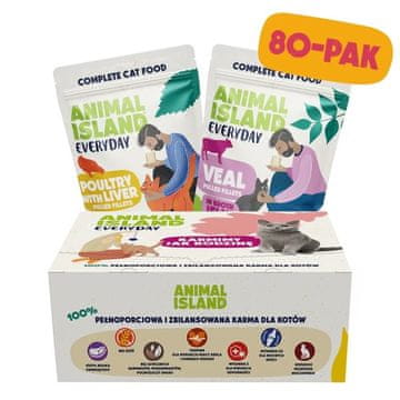 Animal ANIMAL ISLAND Everyday Perad s jetrom i Teletina - 80x85g