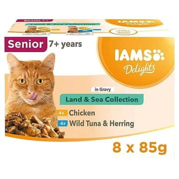 IAMS IAMS DELIGHTS Senior Land & Sea Collection u umaku kutija - mokra hrana za mačke - 8x85g