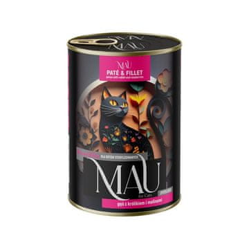 slomart MAU Pašteta & Filet za sterilizirane guska s kunićem i malinama - mokra hrana za mačke - 400g