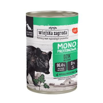 Wiejska Zagroda WIEJSKA ZAGRODA Monoproteinska divlja svinja, mokra hrana za pse, 400 g