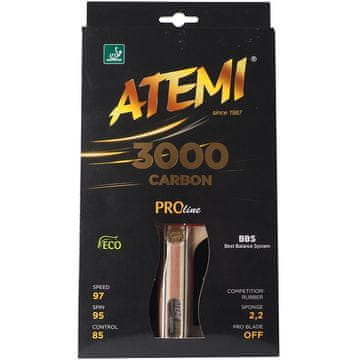 NEW Atemi 3000 Pro reketa za stolni tenis, konkavno drvo, crvena/crna