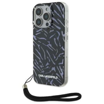 Karl Lagerfeld Zebra s kordom ljubičasta maskica za iPhone 16 Pro