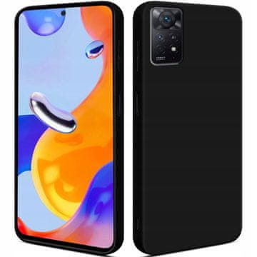 Silikonska maskica za Redmi Note 11 PRO 5G, mat crna, tanka + staklo