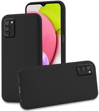 Silikonska mat maska za Samsung Galaxy A03S, crna + staklo
