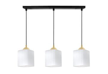 Viseća lampa Riffle crno-zlatna, 3-žarna, bijela kocka E27