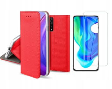 Futrola-knjiga na preklop za Xiaomi Mi 10T 5G crvena + 9H staklo