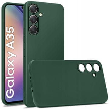 Silikonska mat maska za Samsung Galaxy A35 5G, zelena + staklo