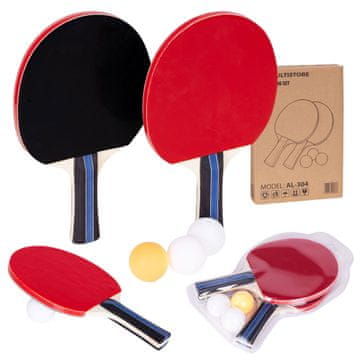 Northix Set za stolni tenis s 2 reketa i 3 loptice