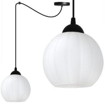 Viseća lampa pauk Costa crna, 1-ž, bijela kugla E27