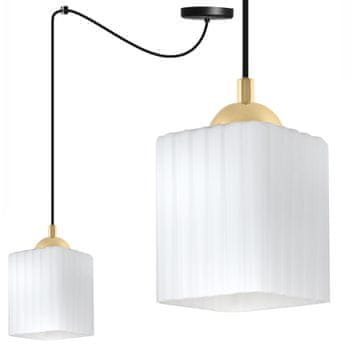 Viseća pauk lampa Riffle crno-zlatna, 1-kraka, bijeli kockasti abažur, E27