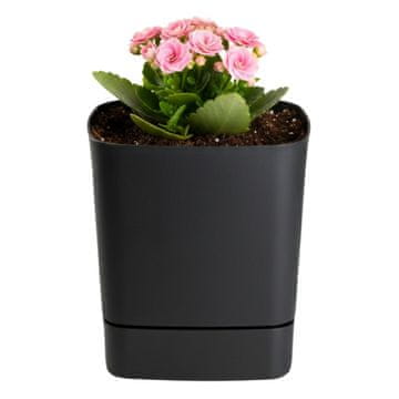 Donica s postoljem Cubi recikling crna 16x16 cm