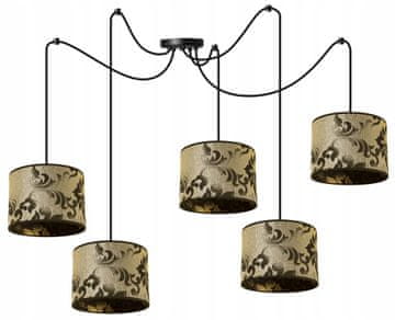 Viseća stropna lampa s abažurom, pauk uzorak, zlatna