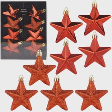 Northix Neraskidive božićne kuglice s crvenom zvijezdom, 6,5 cm, set od 8