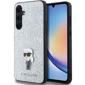 Karl Lagerfeld Maska za Samsung Galaxy A35 sa šljokicama i srebrnim uzorkom