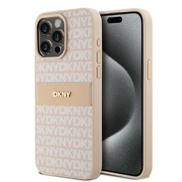 DKNY kožna mono prugasta futrola za iPhone 15 Pro Max, ružičasta