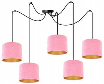 Elegantna viseća pauk lampa, zlatni abažur, velur